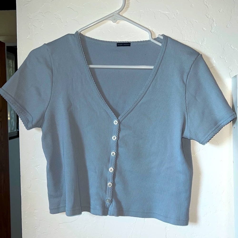 Brandy Melville cropped baby blue sweater top